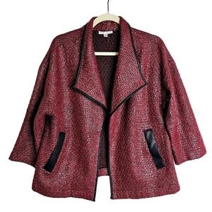 Alberto Makali XL 3/4 sleeve Burgundy Textured Jacket kimono. Designer. Artzy